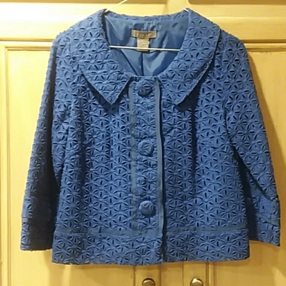 Kenar size small royal blue eyelet jacket blazer - Picture 1 of 7